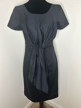 Talbots Black Tie-Front Midi Dress